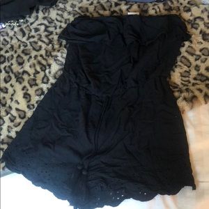 Strapless Black Cotton Romper